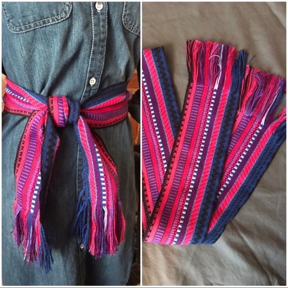 Vintage Accessories - Boho woven belt stripe